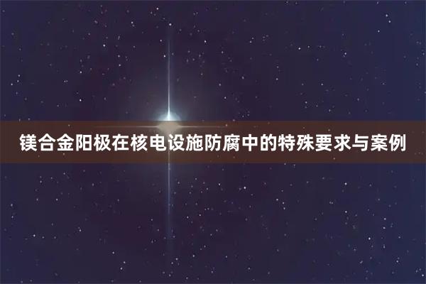 镁合金阳极在核电设施防腐中的特殊要求与案例